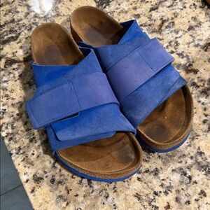 Birkenstock Blue Suede Kyoto Slide Sandals